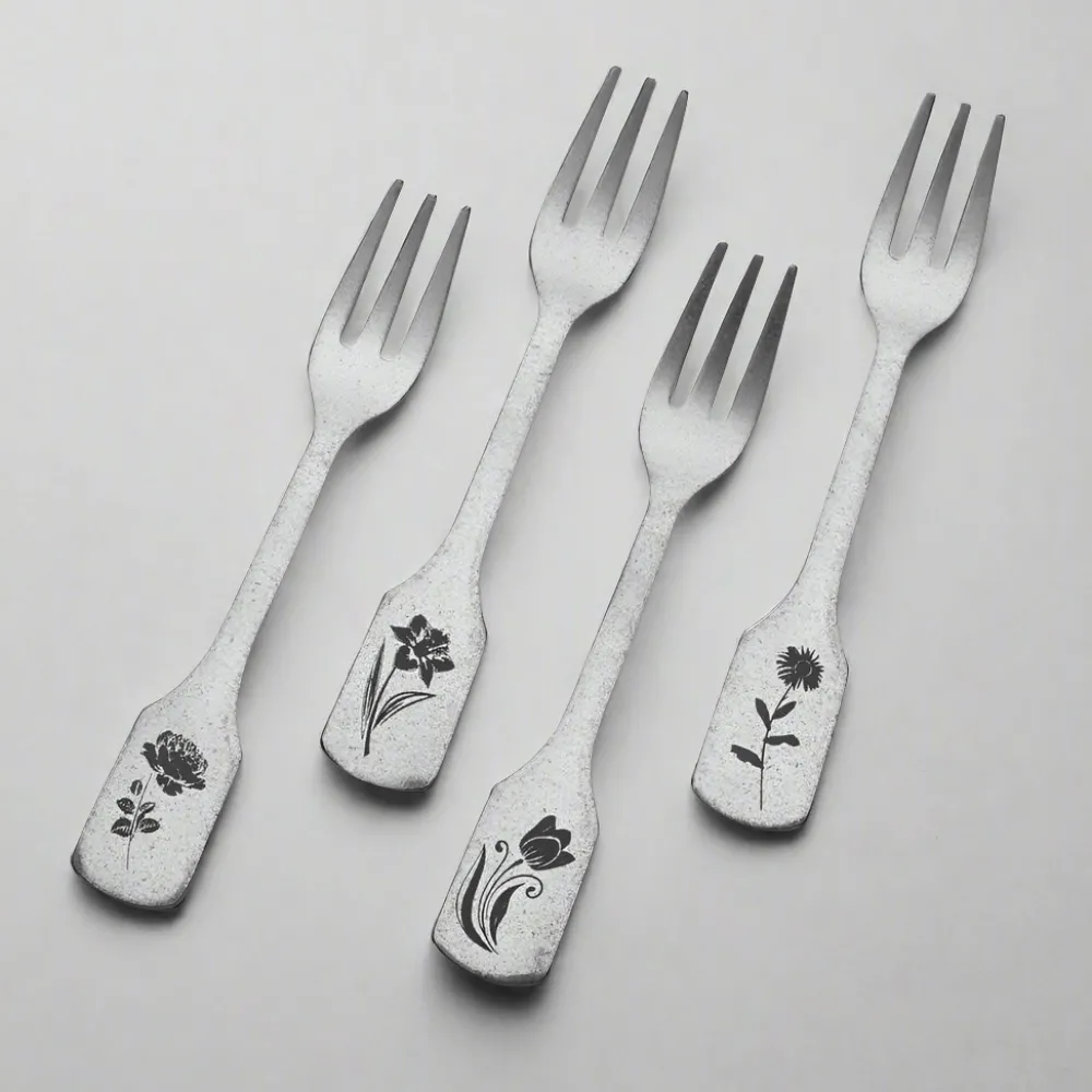 Towle® Living Matte Floral Set of 4 Appetizer Forks- Openstock|Sets