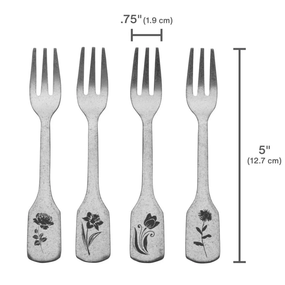 Towle® Living Matte Floral Set of 4 Appetizer Forks- Openstock|Sets