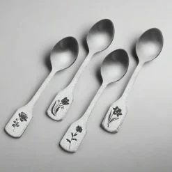 Towle® Living Matte Floral Set of 4 Mini Coffee Spoons- Openstock|Sets