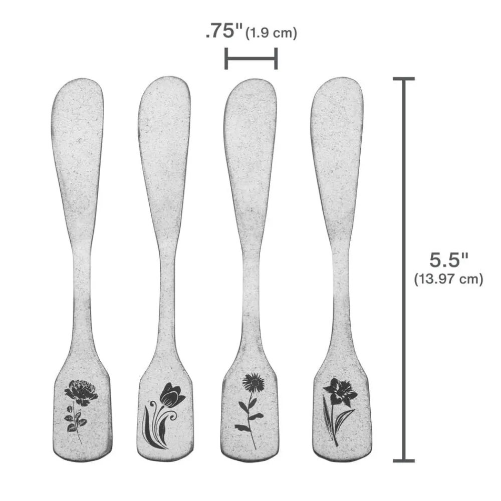 Towle® Living Matte Floral Set of 4 Spreaders- Openstock