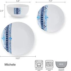 Studio Nova Michele 12 Piece Dinnerware Set, Service for 4- Dinnerware Service For 4
