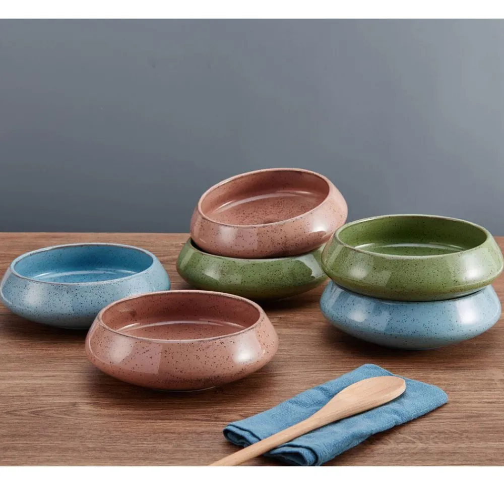 Pfaltzgraff® Modern Set of 6 Speckled Bowls, Assorted- Soup Cereal Bowls
