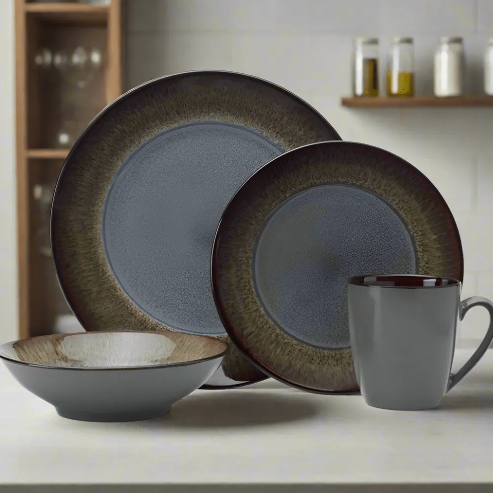 Pfaltzgraff® Monroe Gray 16 Piece Dinnerware Set, Service for 4- Dinnerware Service For 4