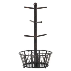 Gourmet Basics® Mug Tree Stand with Basket- Fruit And Storage Baskets