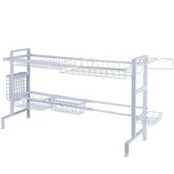 Gourmet Basics® Over the Sink 2 Tier Expandable Organizer Dish Drying Rack- Fruit And Storage Baskets