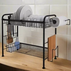 Gourmet Basics® Over the Sink 2 Tier Organizer Dish Drying Rack, 31 Inch- Fruit And Storage Baskets