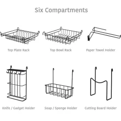 Gourmet Basics® Over the Sink 2 Tier Organizer Dish Drying Rack, 31 Inch- Fruit And Storage Baskets