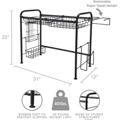 Gourmet Basics® Over the Sink 2 Tier Organizer Dish Drying Rack, 31 Inch- Fruit And Storage Baskets