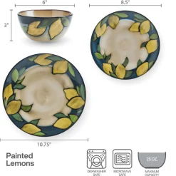 Pfaltzgraff® Painted Lemons 12 Piece Dinnerware Set, Service for 4- Dinnerware Service For 4