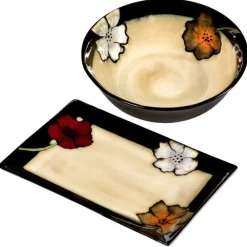 Pfaltzgraff® Painted Poppies Service for 8 with Serveware- Dinnerware Service For 8