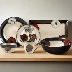 Pfaltzgraff® Painted Poppies Service for 8 with Serveware- Dinnerware Service For 8