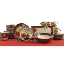 Pfaltzgraff® Painted Poppies Service for 8 with Serveware- Dinnerware Service For 8