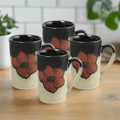 Pfaltzgraff® Painted Poppies Set of 4 Latte Mugs- Coffee Mugs