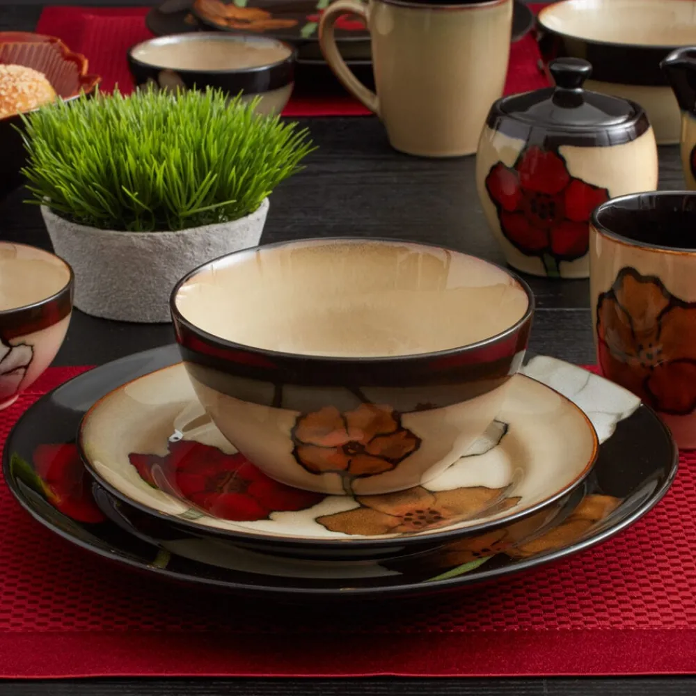 Pfaltzgraff® Painted Poppies Set of 4 Soup Cereal Bowls- Soup Cereal Bowls