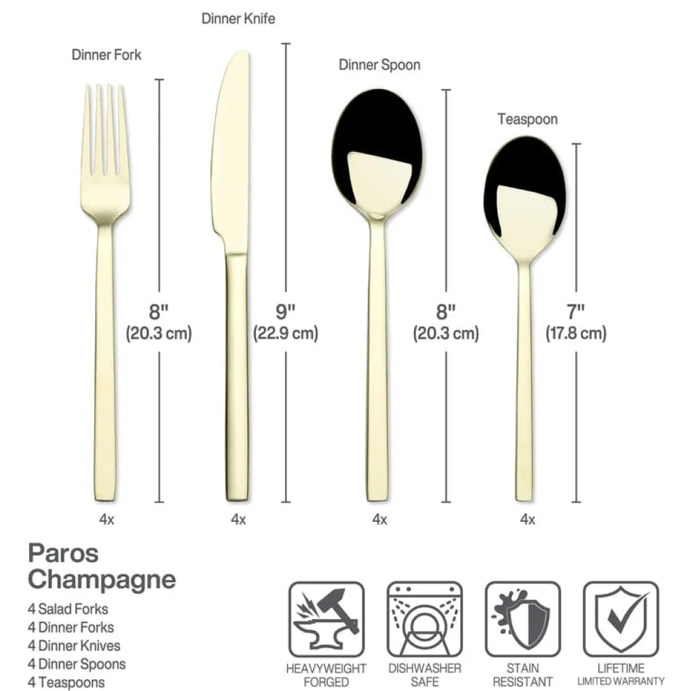 Towle® Living Paros Champagne Forged 16 Piece Flatware Set, Service for 4- Sets