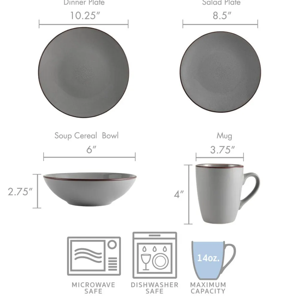 Pfaltzgraff® Pierce Gray 16 Piece Dinnerware Set, Service for 4- Dinnerware Service For 4