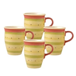 Pfaltzgraff® Pistoulet® Set of 4 Mugs with Red Handle- Coffee Mugs