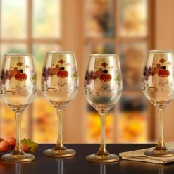 Pfaltzgraff® Plymouth Set of 4 Leaf Luster Wine Glasses- Drinking Glasses