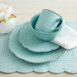 Pfaltzgraff® Remembrance Teal Dinnerware Set- Dinnerware Service For 8|Dinnerware Service For 4