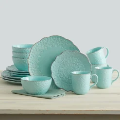 Pfaltzgraff® Remembrance Teal Dinnerware Set- Dinnerware Service For 8|Dinnerware Service For 4