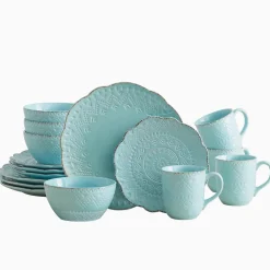 Pfaltzgraff® Remembrance Teal Dinnerware Set- Dinnerware Service For 8|Dinnerware Service For 4
