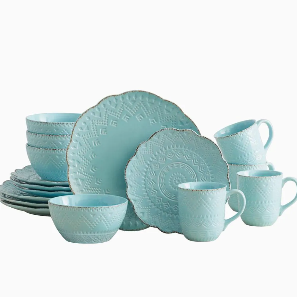 Pfaltzgraff® Remembrance Teal Dinnerware Set- Dinnerware Service For 8|Dinnerware Service For 4