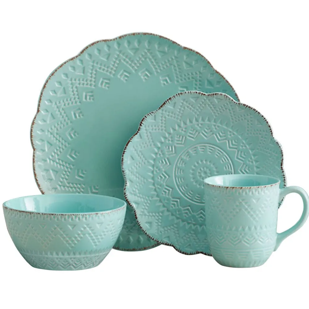 Pfaltzgraff® Remembrance Teal Dinnerware Set- Dinnerware Service For 8|Dinnerware Service For 4