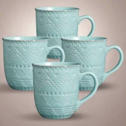 Pfaltzgraff® Remembrance Teal Set of 4 Mugs- Coffee Mugs
