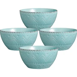 Pfaltzgraff® Remembrance Teal Set of 4 Soup Cereal Bowls- Soup Cereal Bowls