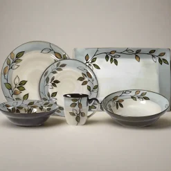 Pfaltzgraff® Rustic Leaves Service for 8 with Serveware- Dinnerware Service For 8