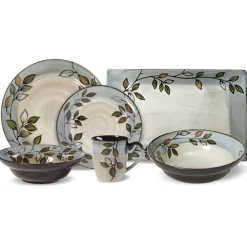 Pfaltzgraff® Rustic Leaves Service for 8 with Serveware- Dinnerware Service For 8