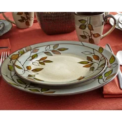 Pfaltzgraff® Rustic Leaves Service for 8 with Serveware- Dinnerware Service For 8