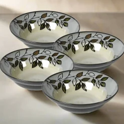 Pfaltzgraff® Rustic Leaves Set of 4 Rim Soup Cereal Bowls- Soup Cereal Bowls