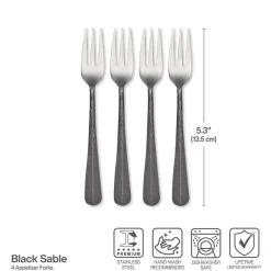 Gourmet Basics® Sable Black Set of 4 Appetizer Forks- Openstock