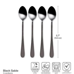 Gourmet Basics® Sable Black Set of 4 Long Handled Spoons- Openstock