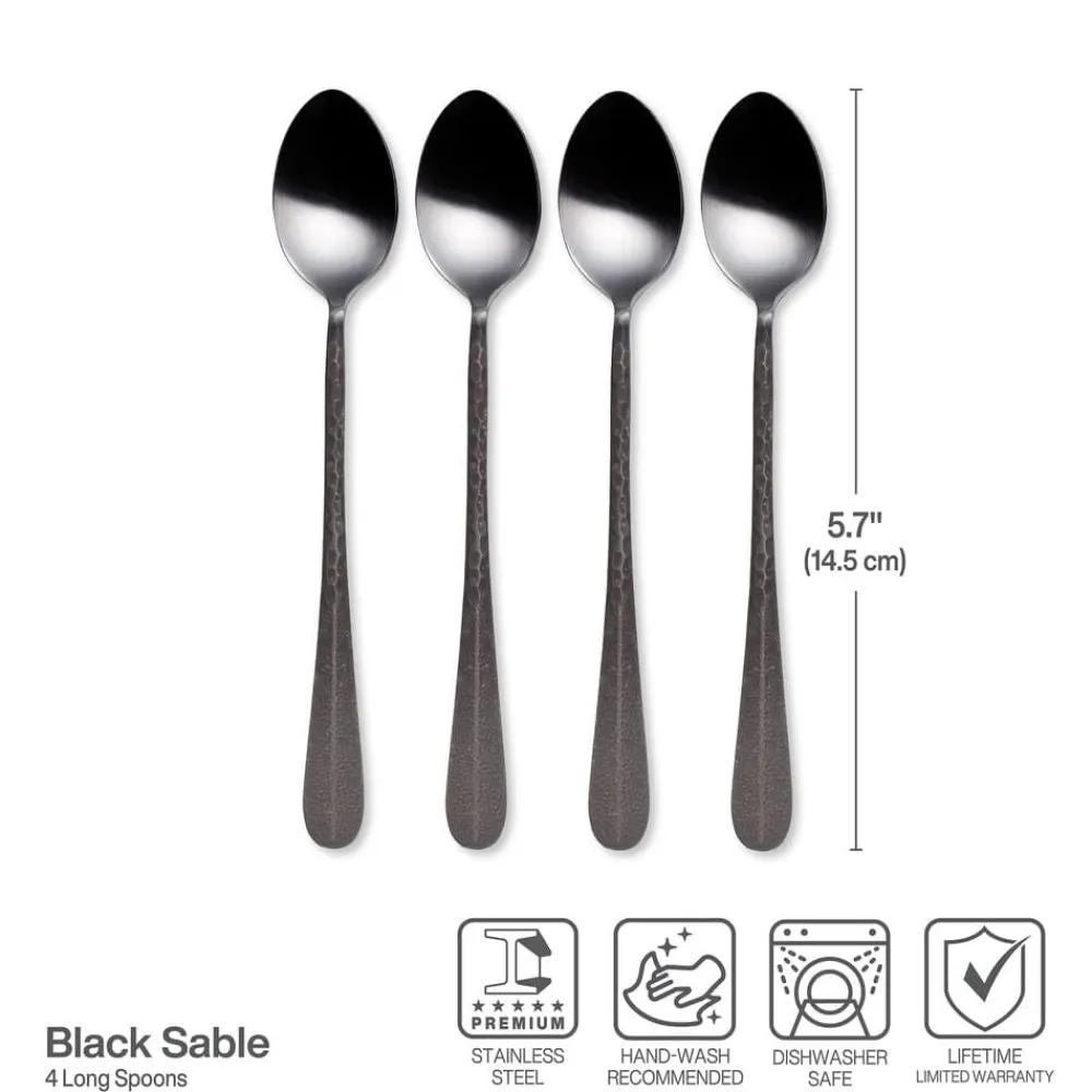 Gourmet Basics® Sable Black Set of 4 Long Handled Spoons- Openstock