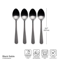 Gourmet Basics® Sable Black Set of 4 Mini Coffee Spoons- Openstock