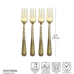 Gourmet Basics® Sable Gold Set of 4 Appetizer Forks- Openstock
