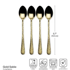 Gourmet Basics® Sable Gold Set of 4 Long Handled Spoons- Openstock