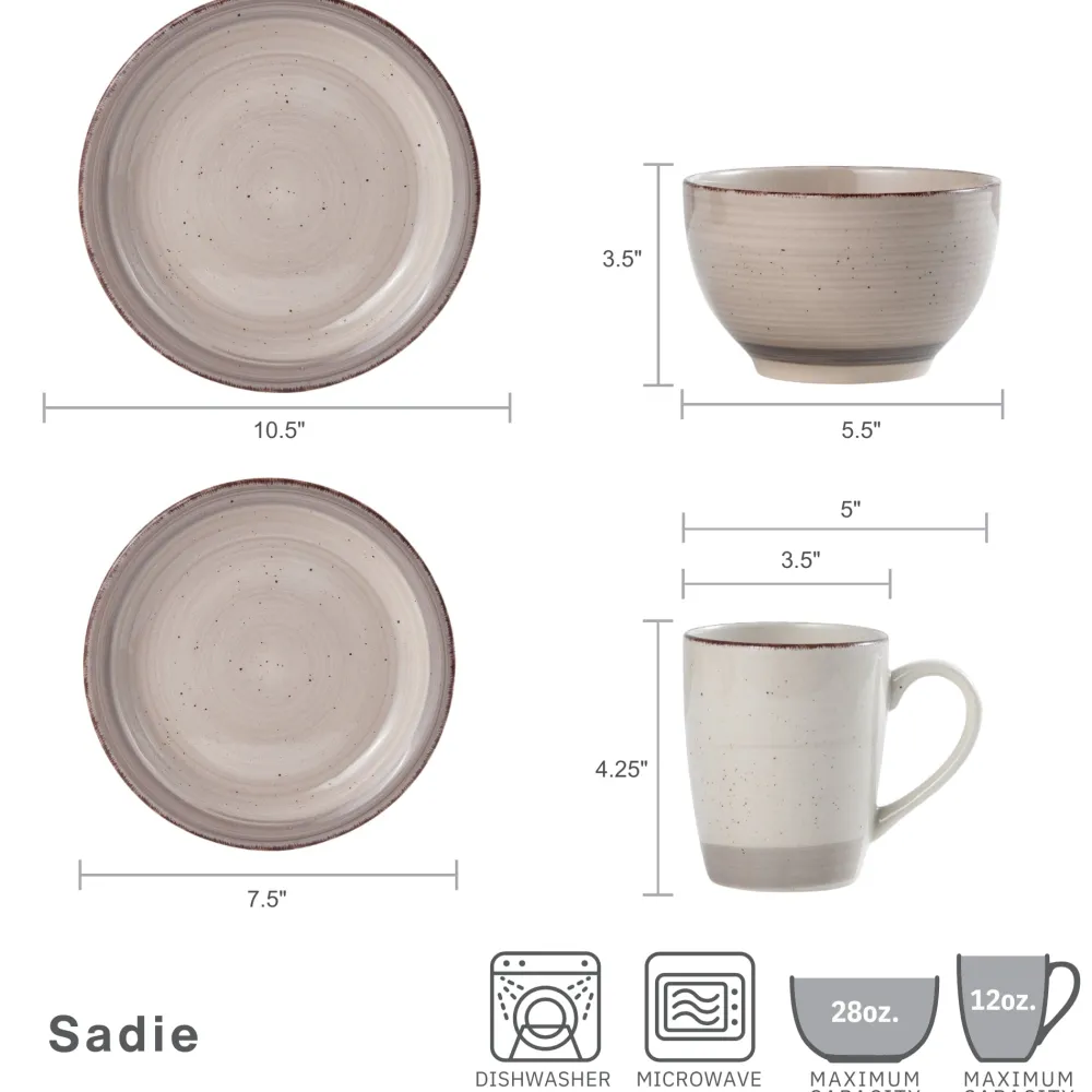 Pfaltzgraff® Sadie Cream 16 Piece Dinnerware Set, Service for 4- Dinnerware Service For 4