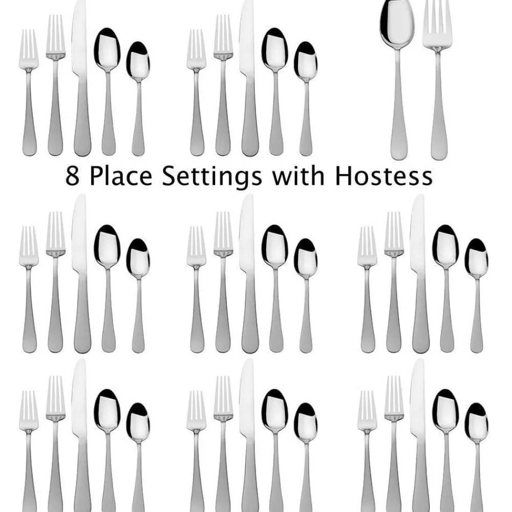 Gourmet Basics® Satin Symmetry 42 Piece Flatware Set, Service for 8- Sets