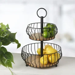 Gourmet Basics® Savannah 2 Tier Fruit Storage Basket- Fruit And Storage Baskets