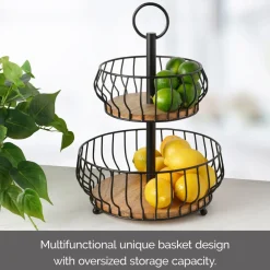 Gourmet Basics® Savannah 2 Tier Fruit Storage Basket- Fruit And Storage Baskets
