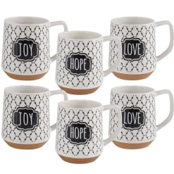 Pfaltzgraff® Sentiment Lattice Set of 6 Mugs, Assorted- Coffee Mugs