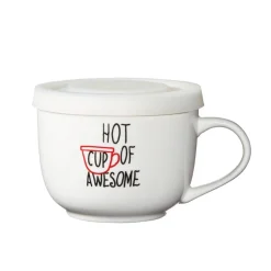 Pfaltzgraff® Sentiment Mugs Hot Cup Of Awesome Covered Soup Mug- Soup Cereal Bowls