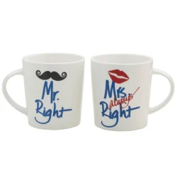 Pfaltzgraff® Sentiment Mugs Set of 2 Mr and Mrs Right Mugs- Coffee Mugs