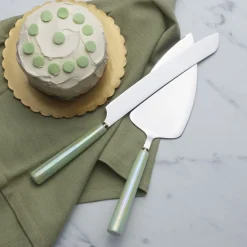 International® Silver Serenity Ceramic Handle 2 Piece Cake Knife and Server Set- Cake Knives And Servers