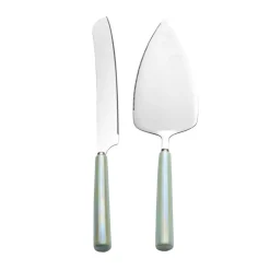 International® Silver Serenity Ceramic Handle 2 Piece Cake Knife and Server Set- Cake Knives And Servers