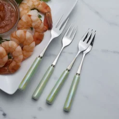 International® Silver Serenity Ceramic Handle Set of 4 Appetizer Forks- Openstock