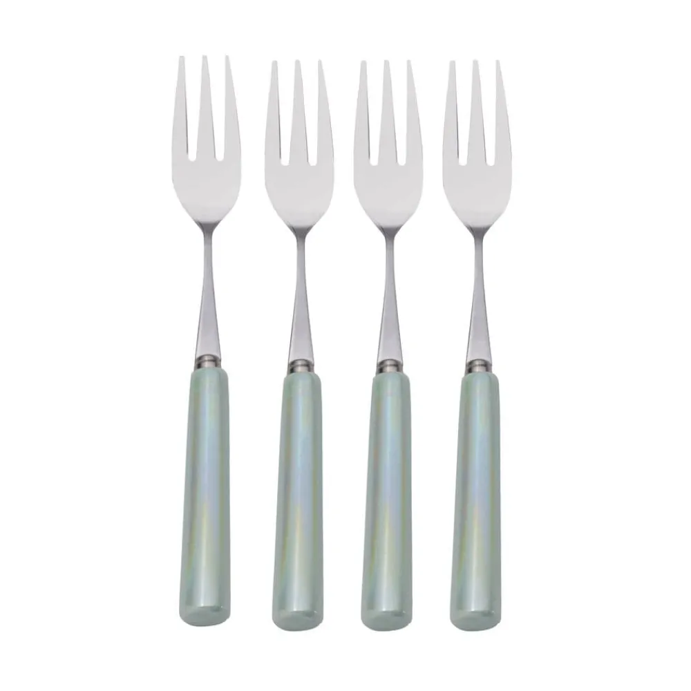 International® Silver Serenity Ceramic Handle Set of 4 Appetizer Forks- Openstock